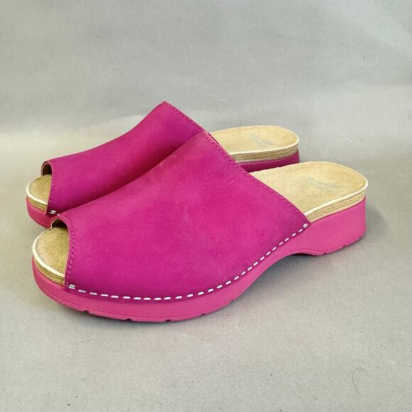 Dansko Ravyn peep-toe sandal in fuchsia milled nubuck Euro Size 38 US 8.5/9 - Picture 2 of 16